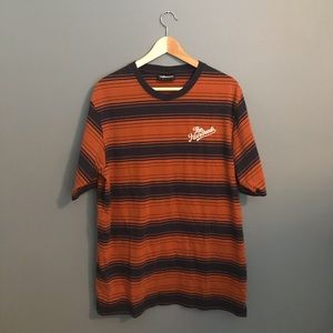 THE HUNDREDS Orange and Blue Striped Tee